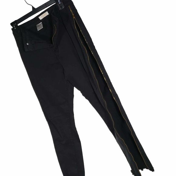Aphrodite Juniors size 9 Black Denim Skinny Jeans with Zippered Sides - Picture 1 of 8